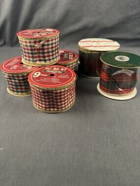 Lot Of 6 Spools Ribbon Christmas Decor 78ft Total Wired &unwired New